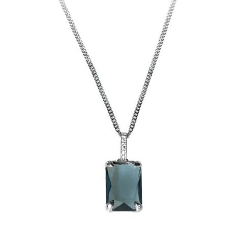 Silver Necklace with Big Swarovski Crystal ACNE-ESMERALDA-02B