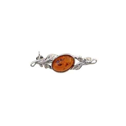 Silver (925) Brooch with Amber Stone B4022.3