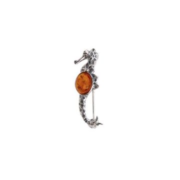 Silver (925) Brooch with Amber Stones B4034.1