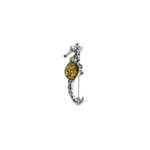 Silver (925) Brooch with Amber Stones B4034.2
