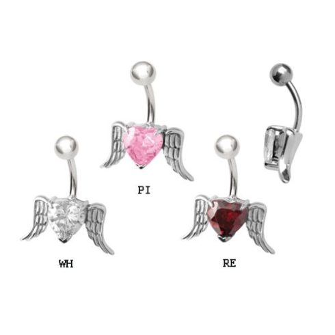 Angelwings Navel Piercing with Cubic Zirconia BBZX-04