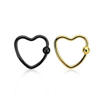   Anodized Heart Shaped Ball Closure Ring for Ear Piercing BG-EHCRA