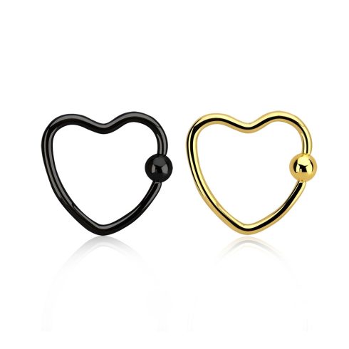 Anodized Heart Shaped Ball Closure Ring for Ear Piercing BG-EHCRA