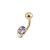 Gold Navel Piercing with Round Shaped CZ - Yelow, White, or Rose Gold 14K