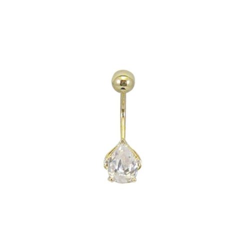 Gold Belly Button Ring with CZ Stone BG24