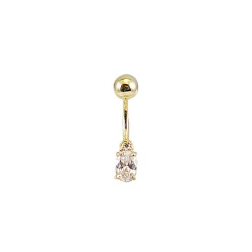Gold Belly Button Ring with CZ Stones BG25