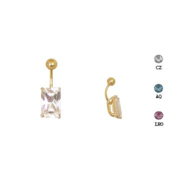 Gold Belly Button Ring with CZ Stones BG33