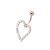 Asymmetrical Heart Gold Belly Button Ring with CZ Stones BG48