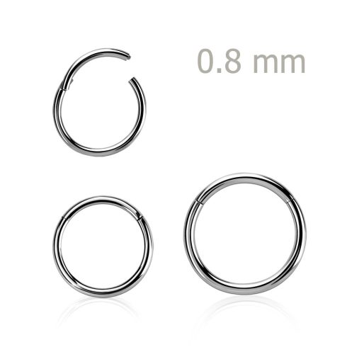 Csuklós szegmenszáras, extra vékony karikapiercing - 0,8 mm, orr, tragus, helix, stb.  BHRSNN