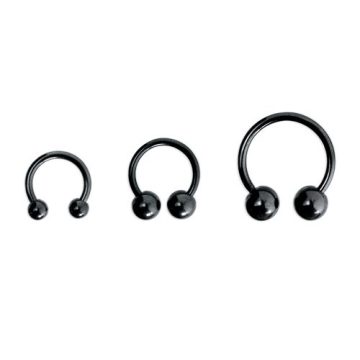Fekete pvd patkópiercing (1,6 mm) golyókkal BK-BCB