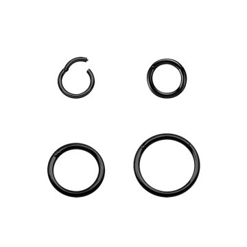   Black PVD Thin Hinged Segment Ring - Nose, Helix, Tragus BK-BHRSN