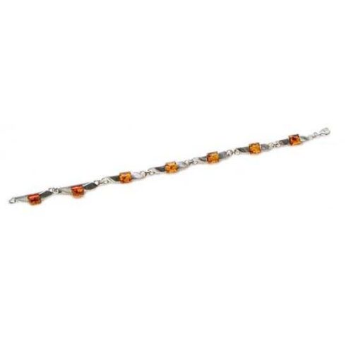 Silver (925) Bracelet with Amber Stones BRA2005