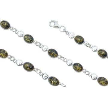 Silver (925) Bracelet with Amber Stones BRA2094