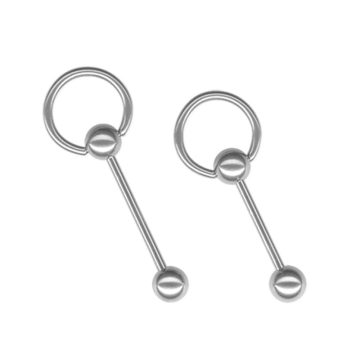 Industrial and Tongue Barbell with Slave Ring BRBCR