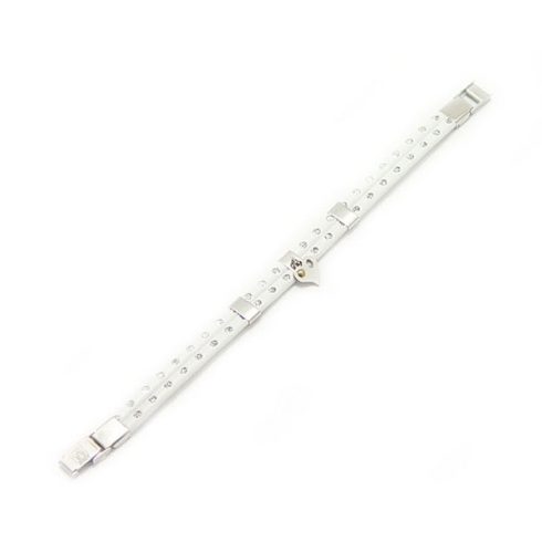 White Leather Bracelet for Women with Stainless Steel Decoration BRD001PB
