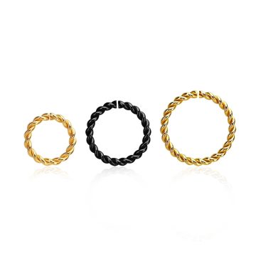   PVD Black and Gold Surgical Steel Twisted Seamless Ring BSRNW