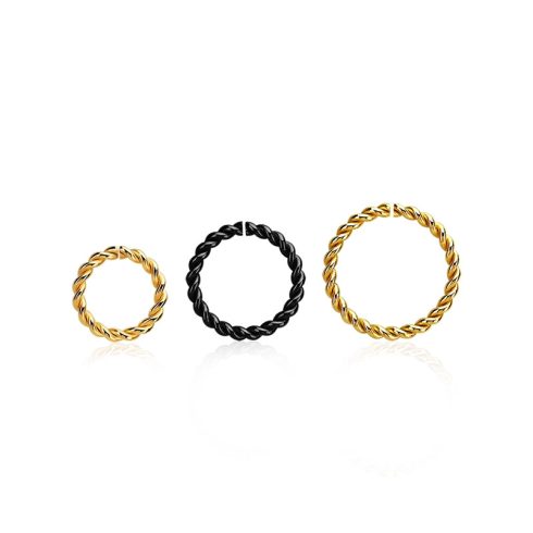 PVD Black and Gold Surgical Steel Twisted Seamless Ring BSRNW