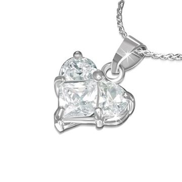 Fashion Necklace - Crystal Love Heart Charm CCZS373