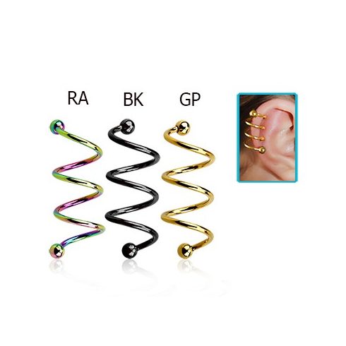 PVD Triple Surgical Steel Helix Spiral Piercing CHESPB