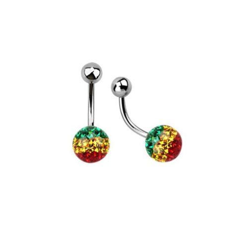 Surgical Steel Belly Banana with Rasta Colors CJNB-80