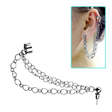   Fake Slave Helix Clip with a Triple Chain and Ear Stud CTER251