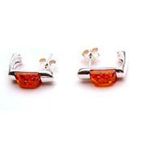 Silver (925) earring with amber stones E5257