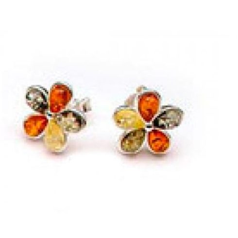 Silver (925) Earring with Amber Stones E5267