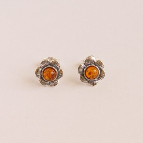 Silver (925) Earring with Amber Stones E5356