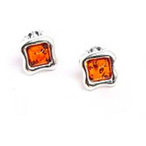 Silver Earring with Amber Stone E5943