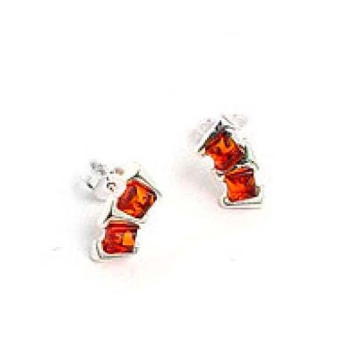 Silver Earring with Amber Stones E5963