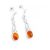 Silver Earring with Amber Stones E8007