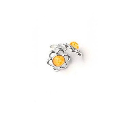 Silver (925) Earring with Amber Stones E8013