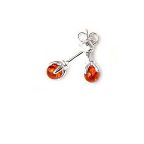 Silver (925) Earring with Amber Stone E8021