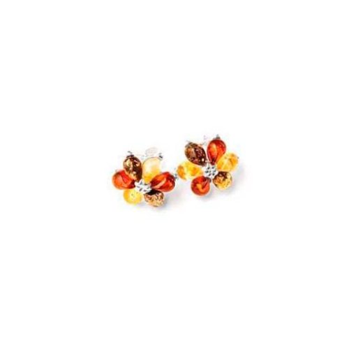 Silver (925) Earring with Amber Stones E8062