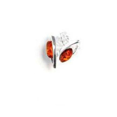 Silver (925) Earring with Amber Stones E8076