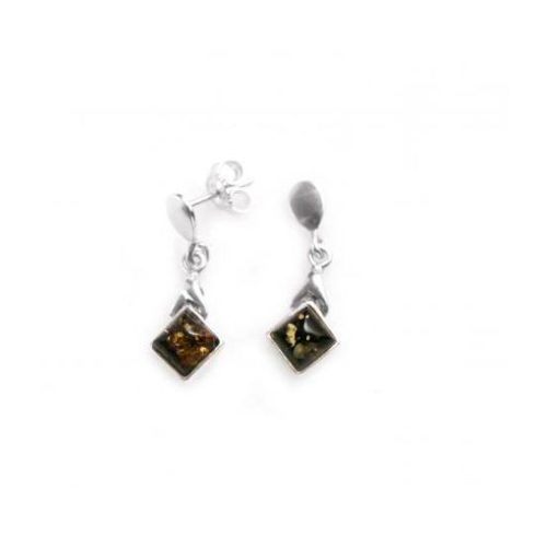 Silver Earring with Amber Stone E8170
