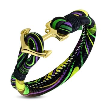 Marine Anchor Toggle Bracelet with PU Leather FBXS093