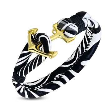 Marine Anchor Toggle Bracelet with PU Leather FBXS095