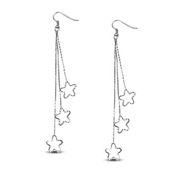 Trio Star Long Drop Hook Fashion Earrings FEBS428