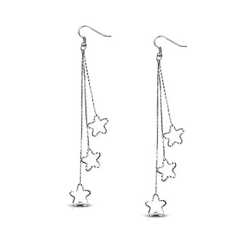 Trio Star Long Drop Hook Fashion Earrings FEBS428