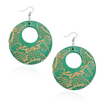 Bali Inspired Round Circle Wood  Fashion Earrings FEHS057