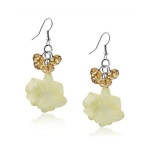 Yellow Bead Flower Charm Fashion Earrings FEHS189