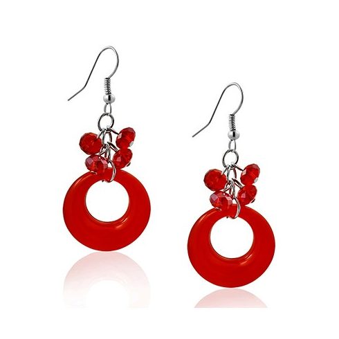 Red Bead Circle Charm Fashion Earrings FEHS197