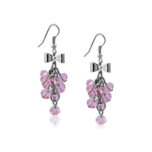 Bow Pink Cluster Bead Fashion Earrings FEHS316