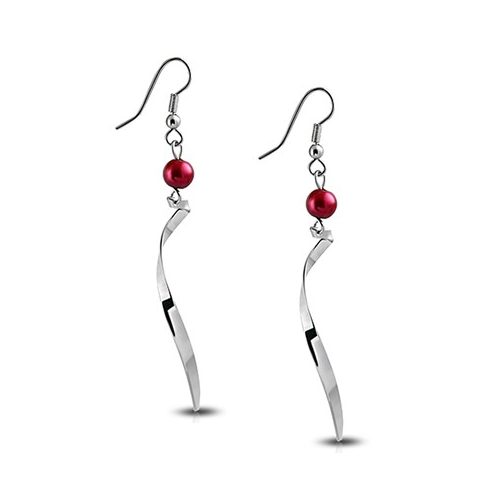 Red Bead and Spiral Fashion Earrings FEIS232