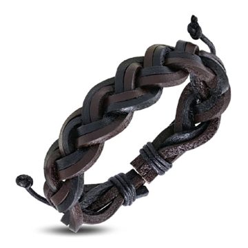   Multi Wrap Rope Braided Black & Brown Leather Bracelet FWLS235