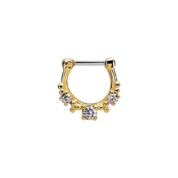   18k Gold Coated Silver Septum and Daith Clicker with CZ Stones G-SJSL16