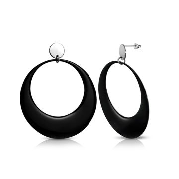 2-tone Half-Moon Crescent Steel Earring GEOS168