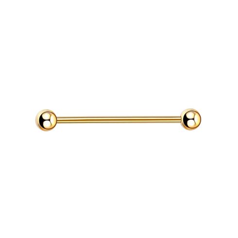 Gold Coloured Industrial Barbell with Balls 1.6 mm GP-BRBLI