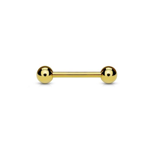 Aranyszínű mellbimbó piercing - barbell golyókkal GP-BRBN